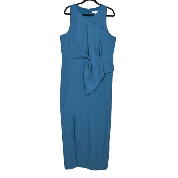 Kay Unger Megan Jewel Neck Column Gown in Baltic Blue New $298 Plus ~Size 18 - Picture 3 of 16